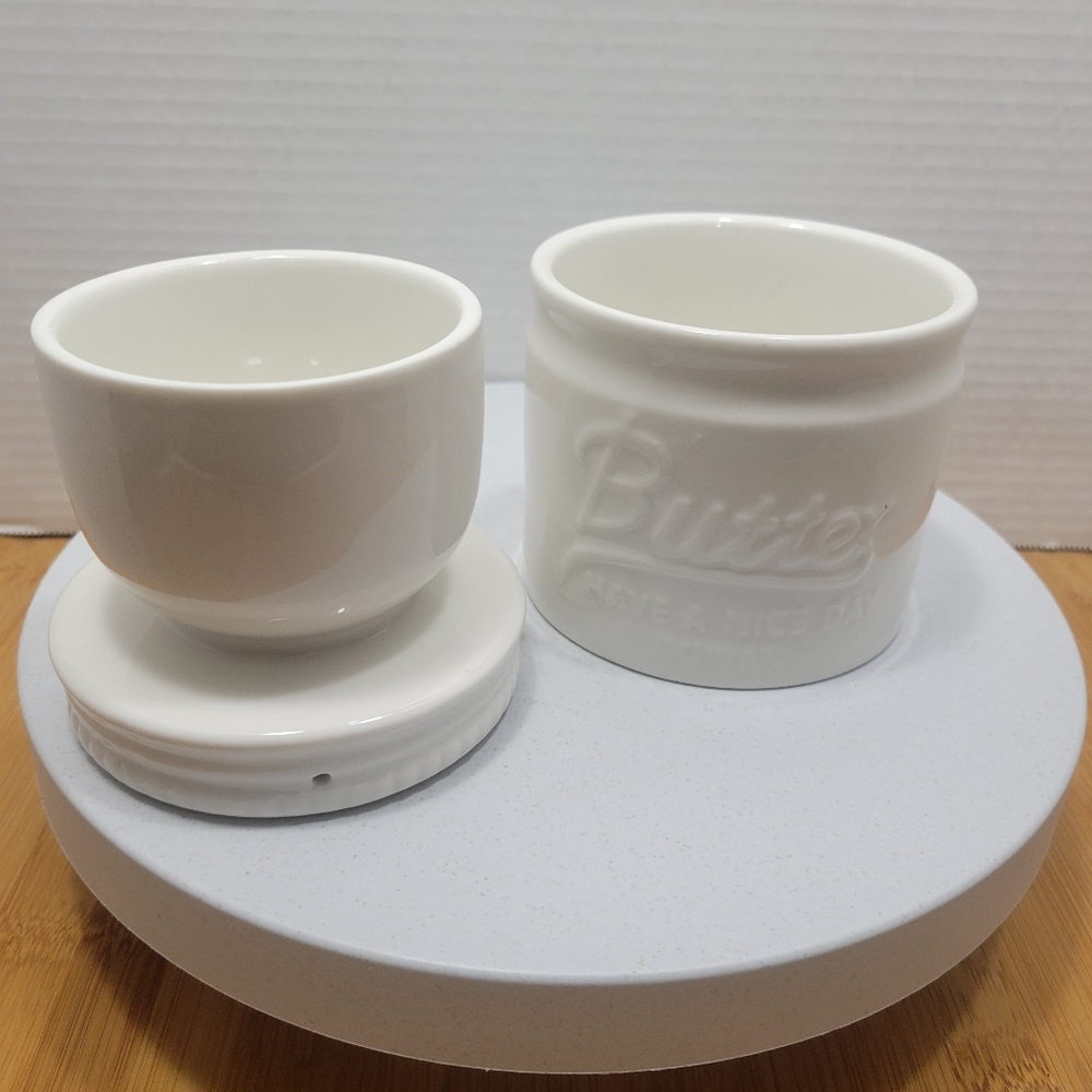 White Butter Keeper Crock butter bell style